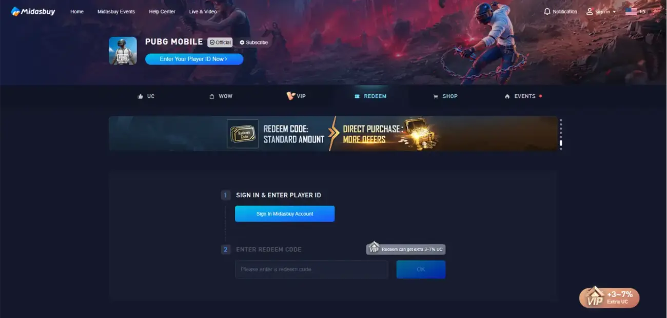 pubg mobile redeem code