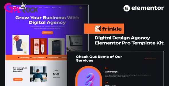 Frinkle - Digital Design Agency Elementor Pro Template Kit